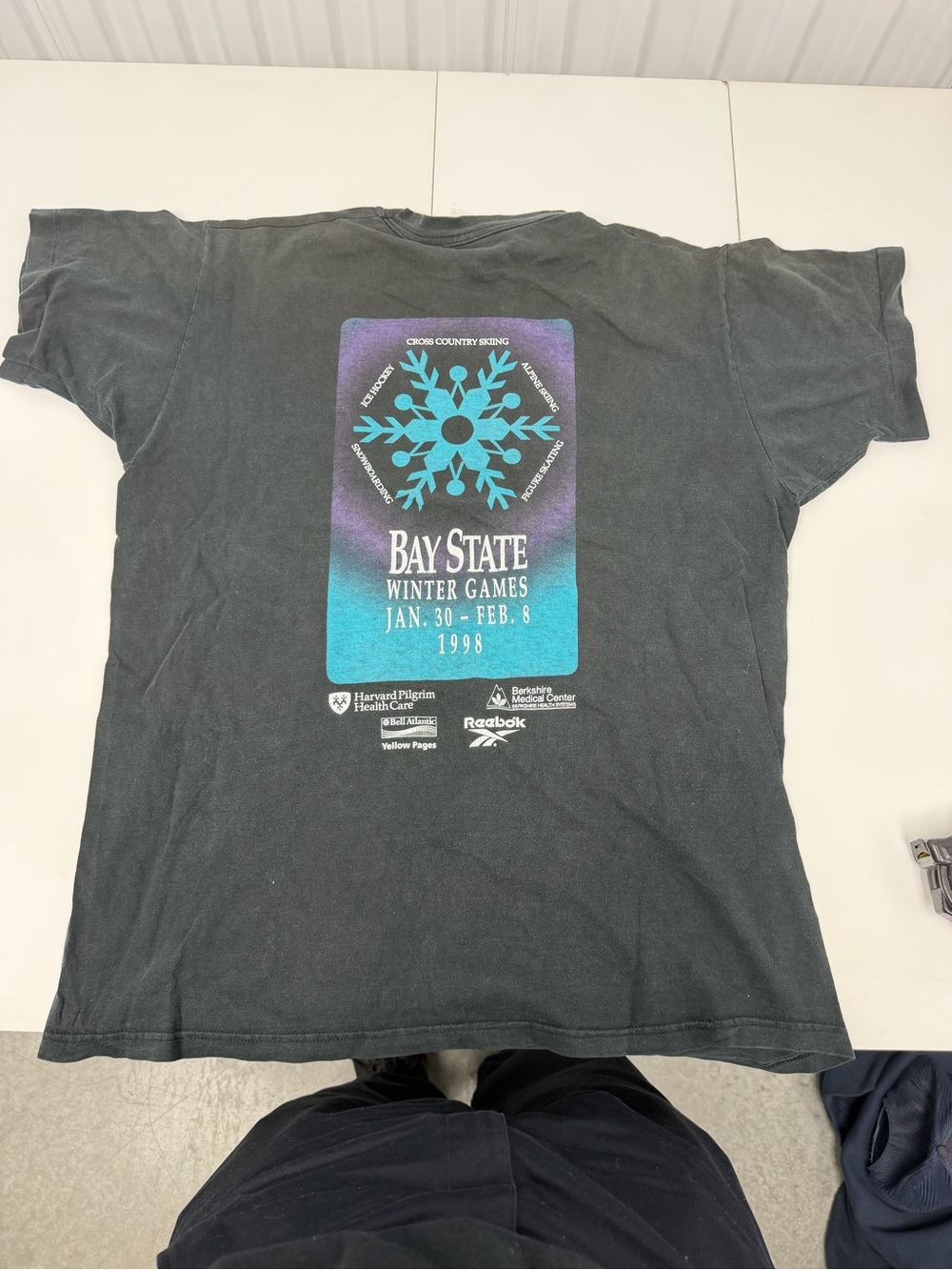 Reebok Black Tee with White Bay State Games Logo